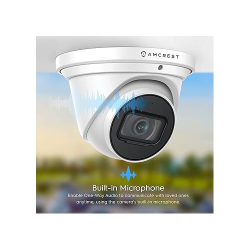  Amcrest 2-Pack UltraHD 4K (8MP) Outdoor Security IP Turret PoE Camera, 3840x2160, 98ft NightVision, 2.8mm Lens, IP67 Weatherproof, MicroSD Recording (256GB), White (2PACK-IP8M-T2599EW)