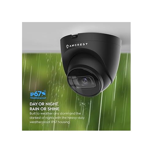  Amcrest 5MP Turret POE Camera, UltraHD Outdoor IP Camera POE with Mic/Audio, 5-Megapixel Security Surveillance Cameras, 98ft NightVision, 103° FOV, IP67, MicroSD (256GB) Black IP5M-T1179EB-28MM