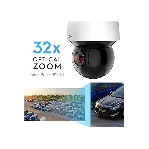  Amcrest 4MP Outdoor PTZ POE + IP Camera Pan Tilt Zoom (Optical 32x Motorized) POE+ Camera Security Speed Dome, People and Vehicle Detection AI, 492ft Night Vision POE+ (802.3at) IP4M-1083EW-AI-V2