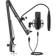 Amcrest USB Microphone for Voice Recordings, Podcasts, Gaming, Online Conferences, Live Streaming, Cardioid Microphone with Boom Arm, Pop-Filter, Shock Mount, AM430-BPS