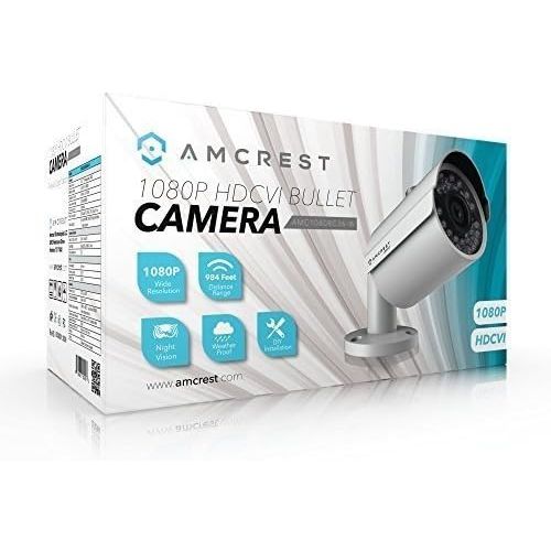  Amcrest Full HD 1080P 1920TVL Bullet Outdoor Security Camera, 2MP 1920x1080, 98ft Night Vision, Metal Housing, 3.6mm Lens 90° Viewing Angle, White (REP-AMC1080BC36-W) (Renewed)