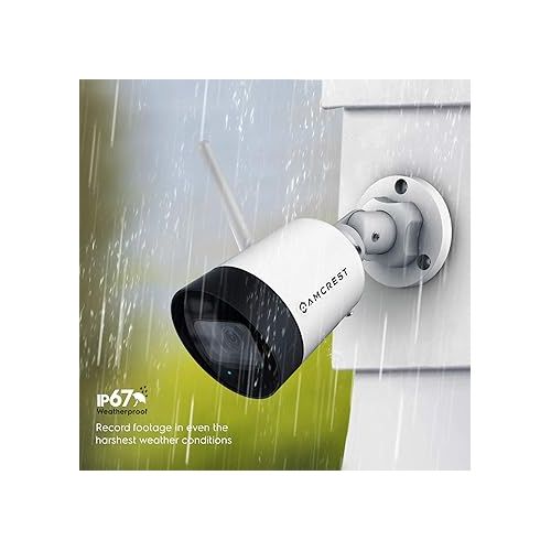  Amcrest SmartHome 4MP Outdoor WiFi Camera Bullet 4MP Outdoor Security Camera, 98ft Night Vision, Built-in Mic, 101° FOV, 2.8mm Lens, MicroSD Storage, REP-ASH42-W (White) (Renewed)