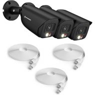 Amcrest 3PACK 5MP IP PoE AI Camera w/ 49ft Color Night Vision, Security Outdoor Bullet Camera, Built-in Mic, 3X 100ft Cat6E Cable, Active Deterrent, 129° FOV, 5MP@20fps IP5M-B1276EB3-CAT6E100FT3 Black
