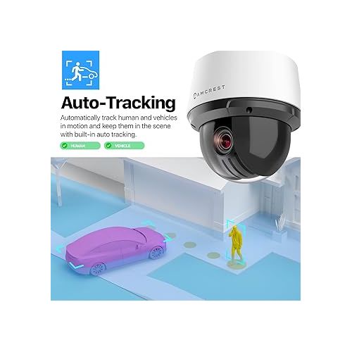  Amcrest 4MP Outdoor PTZ POE + AI IP Camera Pan Tilt Zoom (Optical 25x Motorized) Security Speed Dome, Human and Vehicle Detection, IVS, Face Detection, Auto Tracking, POE+ (802.3at) IP4M-1068EW-AI