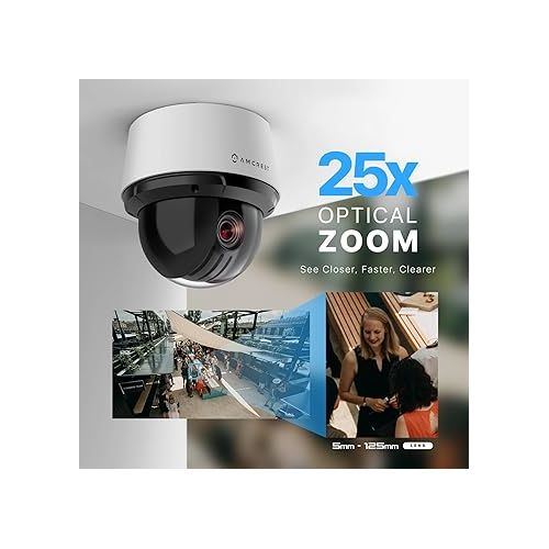  Amcrest 4MP Outdoor PTZ POE + AI IP Camera Pan Tilt Zoom (Optical 25x Motorized) Security Speed Dome, Human and Vehicle Detection, IVS, Face Detection, Auto Tracking, POE+ (802.3at) IP4M-1068EW-AI