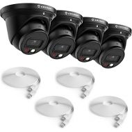 Amcrest 4PACK 5MP IP PoE AI Camera w/ 49ft Color Night Vision, Security Outdoor Turret Camera, Built-in Mic, 4X 100ft Cat6E Cable, Active Deterrent, 129° FOV, 5MP@20fps IP5M-T1277EB4-CAT6E100FT4 Black