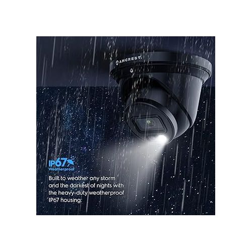  Amcrest 4PACK 5MP IP PoE AI Camera w/ 49ft Color Night Vision, Security Outdoor Turret Camera, Built-in Mic, 4X 100ft Cat6E Cable, Active Deterrent, 129° FOV, 5MP@20fps IP5M-T1277EB4-CAT6E100FT4 Black