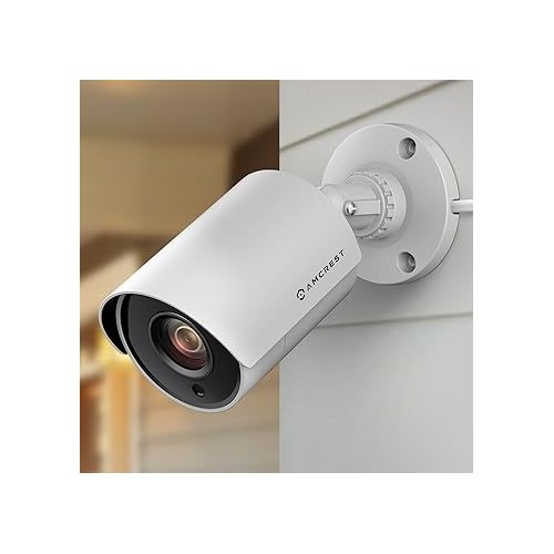  Amcrest UltraHD 4K Bullet Outdoor Security Camera, 4K (8-Megapixel), Analog Camera, 100ft Night Vision, Heavy Duty Housing, 3.6mm Lens 87° Wide Angle, White (AMC4KBC36P-W) (Renewed)