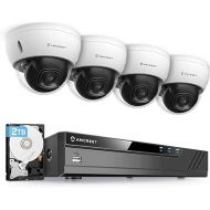 Amcrest 5MP Security Camera System, 4K 8CH PoE NVR, (4) x 5-Megapixel 2.8mm Wide Lens Weatherproof Metal Vandal Dome PoE IP Cameras, Pre-Installed 2TB Hard Drive, NV4108E-IP5M-D1188EW4-2TB (White)