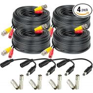 Amcrest 4-Pack 60 Feet Pre-Made All-in-One Siamese BNC Video and Power CCTV Security Camera Cable with Two Female Connectors for 960H & HD-CVI Camera and DVR (SCABLEHD60B-4pack)