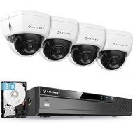 Amcrest 4K 8CH Security Camera System w/ 4K (8MP) NVR, (4) x 4K (8-Megapixel) IP67 Weatherproof Metal Dome POE IP Cameras (3840x2160),Pre-Installed 2TB Hard Drive, NV4108E-HS-IP8M-2493EW4-2TB (White)