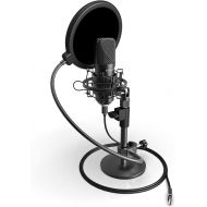 Amcrest Podcast Microphone for Streaming, Voice Recording, Gaming, Conferences, Meetings - Included Pop-Filter, Shock Mount, & Adjustable Heavy Metal Stand, USB AM430-PS