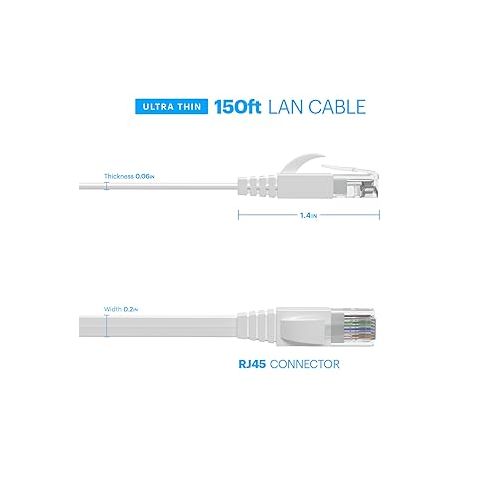  Amcrest CAT6E 4K-Rated Video POE Ethernet Cable 150ft Internet High Speed Network Cable for PoE Security IP Cameras, Smart TV, PS4, Xbox One, Router, Laptop, Computer, Home (4PACK-CAT6ECABLE150)