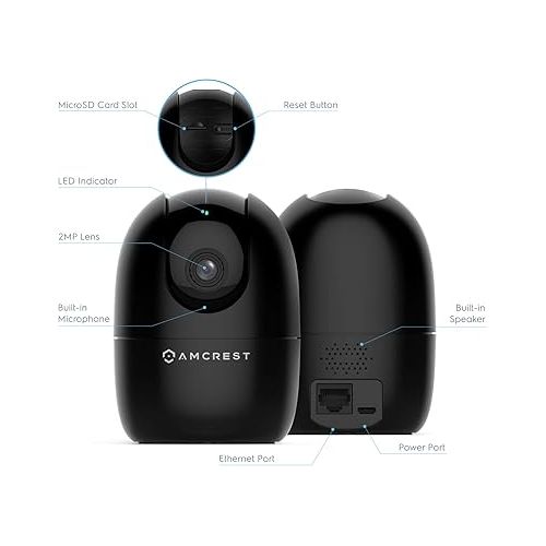  Amcrest 1080P WiFi Camera Indoor, Nanny Cam, Dog Camera, Sound & Baby Monitor, Human & Pet Detection, Motion-Tracking, w/ 2-Way Audio, Phone App, Pan/Tilt Wireless IP Camera, Night Vision (Renewed)