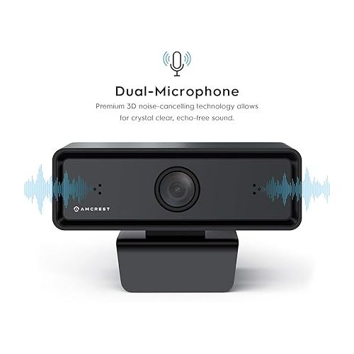  Amcrest 1080P Webcam with Microphone & Privacy Cover, 2 Noise-Cancelling Mics, USB Webcams for Desktop/Laptop PC Computer, Web Cam for Calls, Conference, Zoom, Skype, Online Classes, Meetings AWC2198