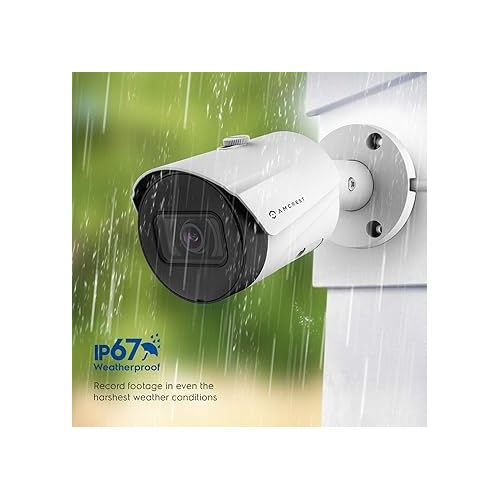 Amcrest 5MP Outdoor POE Camera 2592x1944p Bullet IP Security Camera, 103° Viewing Angle, 98.4ft Night Vision, 5-Megapixel, (REP-IP5M-B1186EW-28MM) White (Renewed)