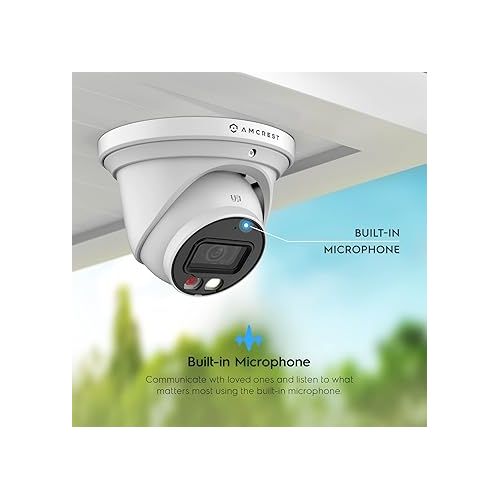  Amcrest 4K (8MP) IP PoE AI Camera, 49ft Color Nightvision, Security Outdoor Turret Camera, 60ft Cat6E Cable, Human & Vehicle Detection, Active Deterrent, 4K @15fps IP8M-2779EW1-CAT6CABLE60FT1 (White)