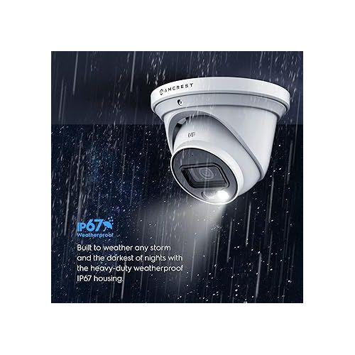  Amcrest 4K (8MP) IP PoE AI Camera, 49ft Color Nightvision, Security Outdoor Turret Camera, 60ft Cat6E Cable, Human & Vehicle Detection, Active Deterrent, 4K @15fps IP8M-2779EW1-CAT6CABLE60FT1 (White)