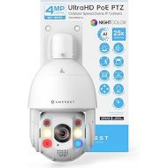 Amcrest 4MP Outdoor PTZ POE+ 802.3at AI IP Camera Pan Tilt Zoom (Optical 25x Motorized), Face Detection, High Speed Auto Tracking, Video MetaData Monitoring, 492ft IR Night Vision, IP4M-1093EW-AI