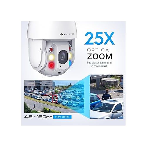  Amcrest 4MP Outdoor PTZ POE+ 802.3at AI IP Camera Pan Tilt Zoom (Optical 25x Motorized), Face Detection, High Speed Auto Tracking, Video MetaData Monitoring, 492ft IR Night Vision, IP4M-1093EW-AI