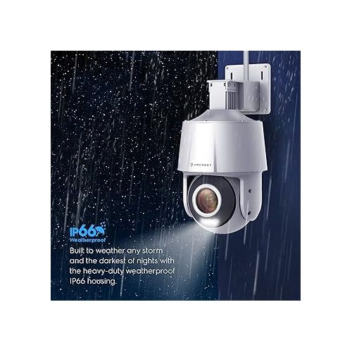  Amcrest 4MP Outdoor PT POE AI IP Camera Pan Tilt Security Speed Dome, Human Detection, 98ft Night Vision, Tripwire & Intrusion, POE (802.3at) IP4M-SN2110EW-AI