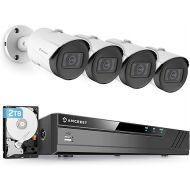 Amcrest 5MP Security Camera System, 4K 8CH PoE NVR, (4) x 5-Megapixel 2.8mm Wide Angle Lens Weatherproof Metal Bullet POE IP Cameras, Pre-Installed 2TB Hard Drive, NV4108E-IP5M-B1186EW4-2TB (White)