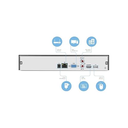  Amcrest 4K 16CH NVR (1080p/3MP/4MP/5MP/8MP) Network Video Recorder - Supports up to 16 x 4K IP Cameras, 16-Channel, Supports up to 6TB Hard Drive (No Built-in WiFi) (REP-NV4116-HS) (Renewed)