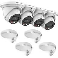 Amcrest 4PACK 5MP IP PoE AI Camera w/ 49ft Color Night Vision, Security Outdoor Turret Camera, Built-in Mic, 4X 100ft Cat6E Cable, Active Deterrent, 129° FOV, 5MP@20fps IP5M-T1277EW4-CAT6E100FT4 White