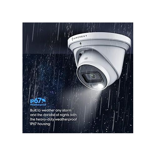  Amcrest 4PACK 5MP IP PoE AI Camera w/ 49ft Color Night Vision, Security Outdoor Turret Camera, Built-in Mic, 4X 100ft Cat6E Cable, Active Deterrent, 129° FOV, 5MP@20fps IP5M-T1277EW4-CAT6E100FT4 White