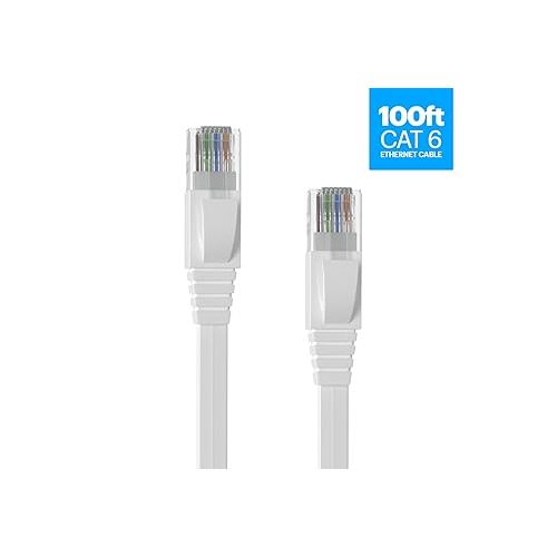  Amcrest CAT6E 4K-Rated Video POE Ethernet Cable 100ft Internet High Speed Network Cable for PoE Security IP Cameras, Smart TV, PS4, Xbox One, Router, Laptop, Computer, Home (CAT6ECABLE100)