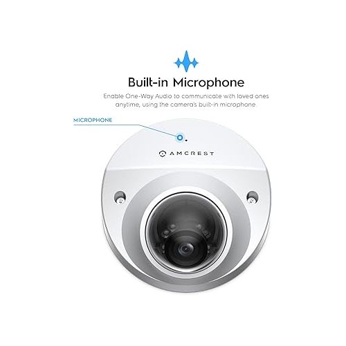  Amcrest 5-Megapixel Wedge IP PoE AI Camera, Security IP Camera Outdoor, Built-in Microphone, Human & Vehicle Detection, Perimeter Protection, 98ft Night Vision, 130° FOV, 5MP@20fps IP5M-W1150EW-AI