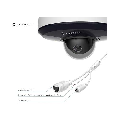  Amcrest ProHD 1080P PTZ Camera Outdoor, 2MP Outdoor Vandal Dome IP PoE Camera (3X Optical Zoom) IK08 Vandal-Proof, IP66 Weatherproof, Night Vision up to 49ft, Pan/Tilt (IP2M-866EW) (White) (Renewed)