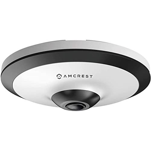  Amcrest Fisheye POE Camera, 360° Panoramic 5-Megapixel POE IP Camera, Fish Eye Security Indoor Camera, 33ft Nightvision, IVS Features and MicroSD Recording, IP5M-F1180EW-V2 (White)