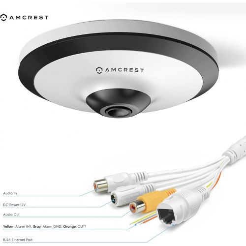  Amcrest Fisheye POE Camera, 360° Panoramic 5-Megapixel POE IP Camera, Fish Eye Security Indoor Camera, 33ft Nightvision, IVS Features and MicroSD Recording, IP5M-F1180EW-V2 (White)