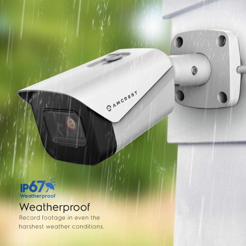  Amcrest UltraHD 4K (8MP) Outdoor Bullet POE IP Camera, 3840x2160, 98ft NightVision, 2.8mm Lens, IP67 Weatherproof, MicroSD Recording, White (IP8M-2496EW-V2)