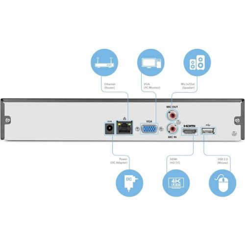  [아마존베스트]Amcrest NV4108-HS 4K 8CH NVR (1080p/3MP/4MP/5MP/6MP/8MP) Network Video Recorder - Supports up to 8 x 4K (8MP) IP Cameras @30fps, Supports up to 6TB HDD (Not Included) (No Built-in