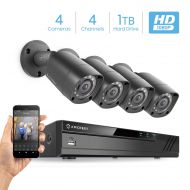 Amcrest Full-HD 1080P 4CH Video Security System w/Four 2MP Outdoor IP67 Bullet Cameras, 66ft Night Vision, Pre-Installed 1TB Hard Drive, (AMDV10814-4B-B)