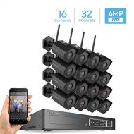 Amcrest 32CH 4MP Security Camera System w/ 4K NVR, (16) x 4-Megapixel IP67 Weatherproof Bullet WiFi IP Cameras, 3.6mm Angle Lens, Hard Drive Not Included, 98ft Night Vision (Black)
