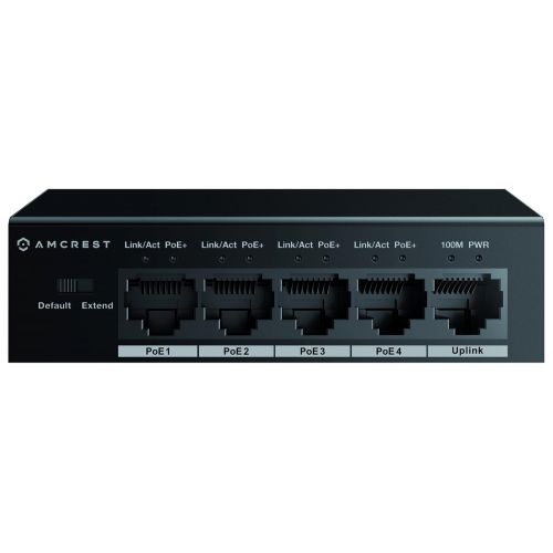  Amcrest 5-Port POE+ Switch with Metal Housing, 4-Ports POE+ Power Over Ethernet Plus 802.3at 58w (AMPS5E4P-AT-58)