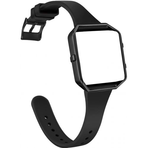  [아마존베스트]Amcute Compatibe for Fitbit Blaze Band Slim Narrow Thin Silicone Replacement Wristband with Metal Frame for Fitbit Blaze Bands Women Men Small Large