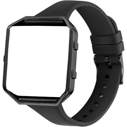  [아마존베스트]Amcute Compatibe for Fitbit Blaze Band Slim Narrow Thin Silicone Replacement Wristband with Metal Frame for Fitbit Blaze Bands Women Men Small Large