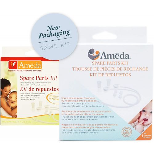  Ameda Spare Parts Kit for Breast Pump Includes: (4) Valves, (2) Silicone Tubing, (2) Silicone Diaphragms, (2) Adapter Caps, (1) Tubing Adapter, Compatible with Ameda Breast Pumps,