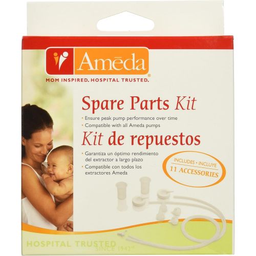  Ameda Spare Parts Kit for Breast Pump Includes: (4) Valves, (2) Silicone Tubing, (2) Silicone Diaphragms, (2) Adapter Caps, (1) Tubing Adapter, Compatible with Ameda Breast Pumps,