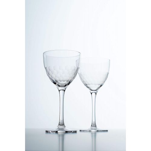  [아마존베스트]Amehla Nick and Nora Coupe Cocktail Glasses - Handblown Set of 2, Hand Etched Vintage Small Coupe Glass to Serve a Manhattan, Martini, Aperitif, Algonquin, or Port Wine, 5-ounce (Honeycom