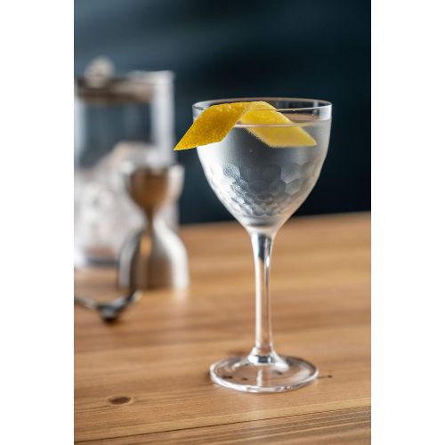  [아마존베스트]Amehla Nick and Nora Coupe Cocktail Glasses - Handblown Set of 2, Hand Etched Vintage Small Coupe Glass to Serve a Manhattan, Martini, Aperitif, Algonquin, or Port Wine, 5-ounce (Honeycom