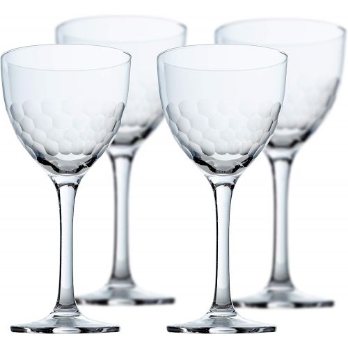  [아마존베스트]Amehla Nick and Nora Coupe Cocktail Glasses - Handblown Set of 2, Hand Etched Vintage Small Coupe Glass to Serve a Manhattan, Martini, Aperitif, Algonquin, or Port Wine, 5-ounce (Honeycom