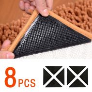 Ameisa Non-Slide Rug Grippers Anti Curling Carpet Gripper Pad for Hardwood, TileFloors, Rug, Wall, Black (8 Rug Pads and 8 Adhesive Stickers)