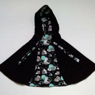 Amelieandatticus Reversible Hooded Cape - Black Corduroy with Beautiful Laura Blythman Lining Size 3 - 10 Years