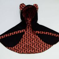 Amelieandatticus Reversible Halloween Cat Hooded Cape with Ears! - Black Corduroy with Beautiful Black Cat Lining Size 1 - 3 Years