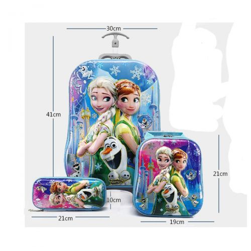  American 3PCS/set, Kids luggage with wheels for girls, Children Schoolbag, Kids suitcase with Anna and Elsa, kids luggage frozen (multicolored)